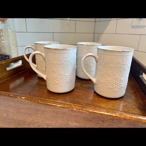 Libbey porcelain snowflake mugs